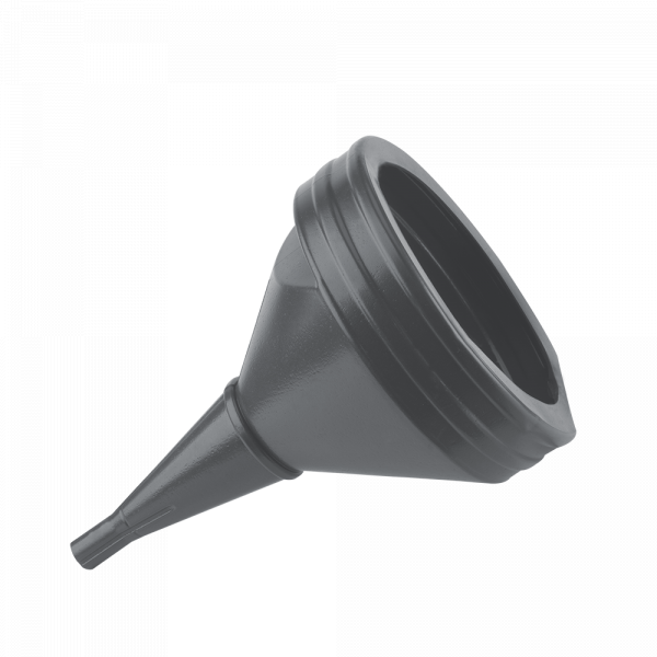 Large straight fuel funnel, 21cm, black plastic with short spout