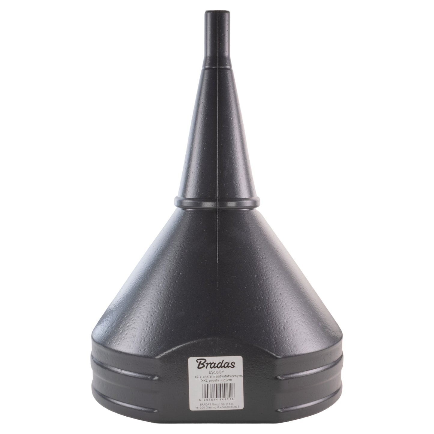 Fuel funnel 21cm with base rim and brand label on front
