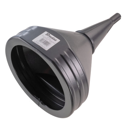 Fuel funnel 21cm angled side view with Brand label and wide rim