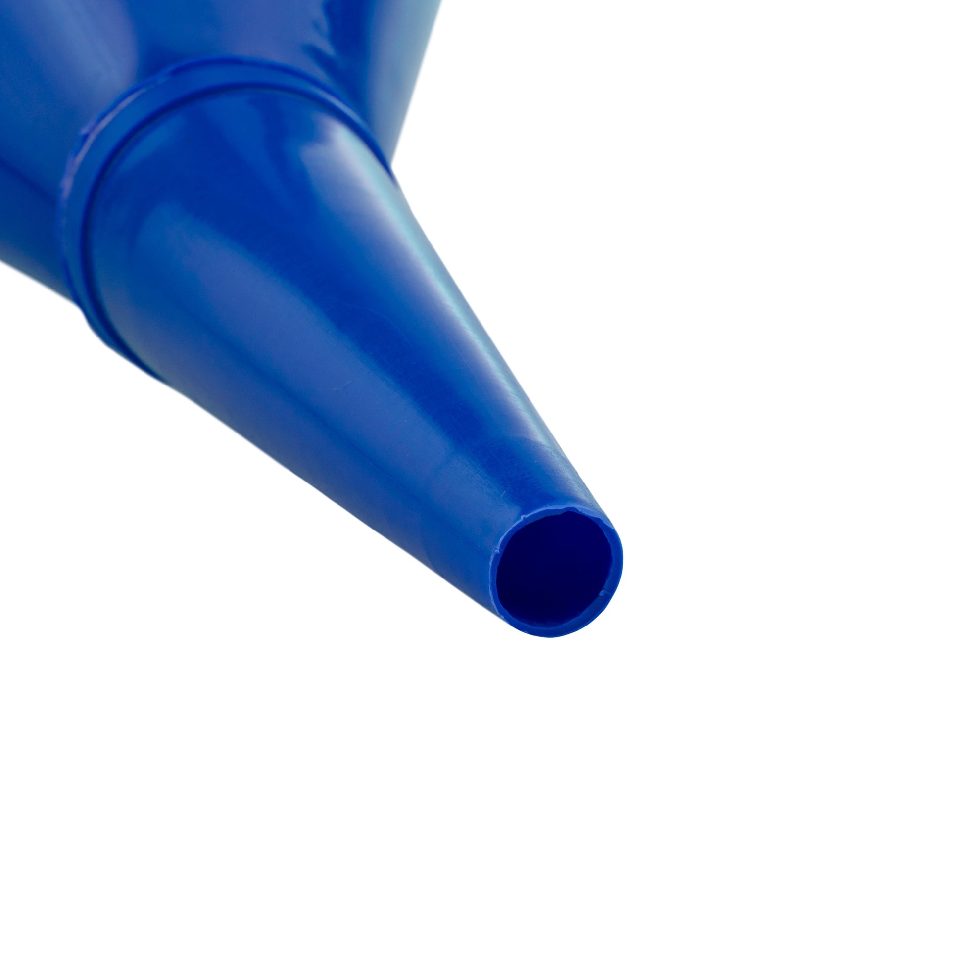 Angled car fuel funnel, blue spout end