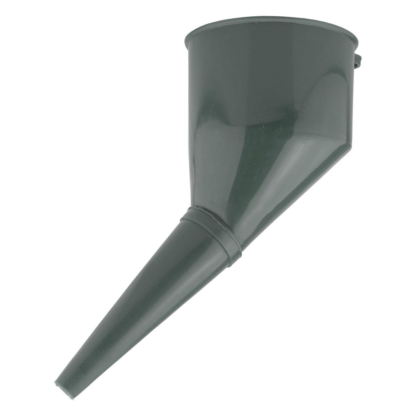Grey fuel funnel with filter, angled funnel body and long insertion tube
