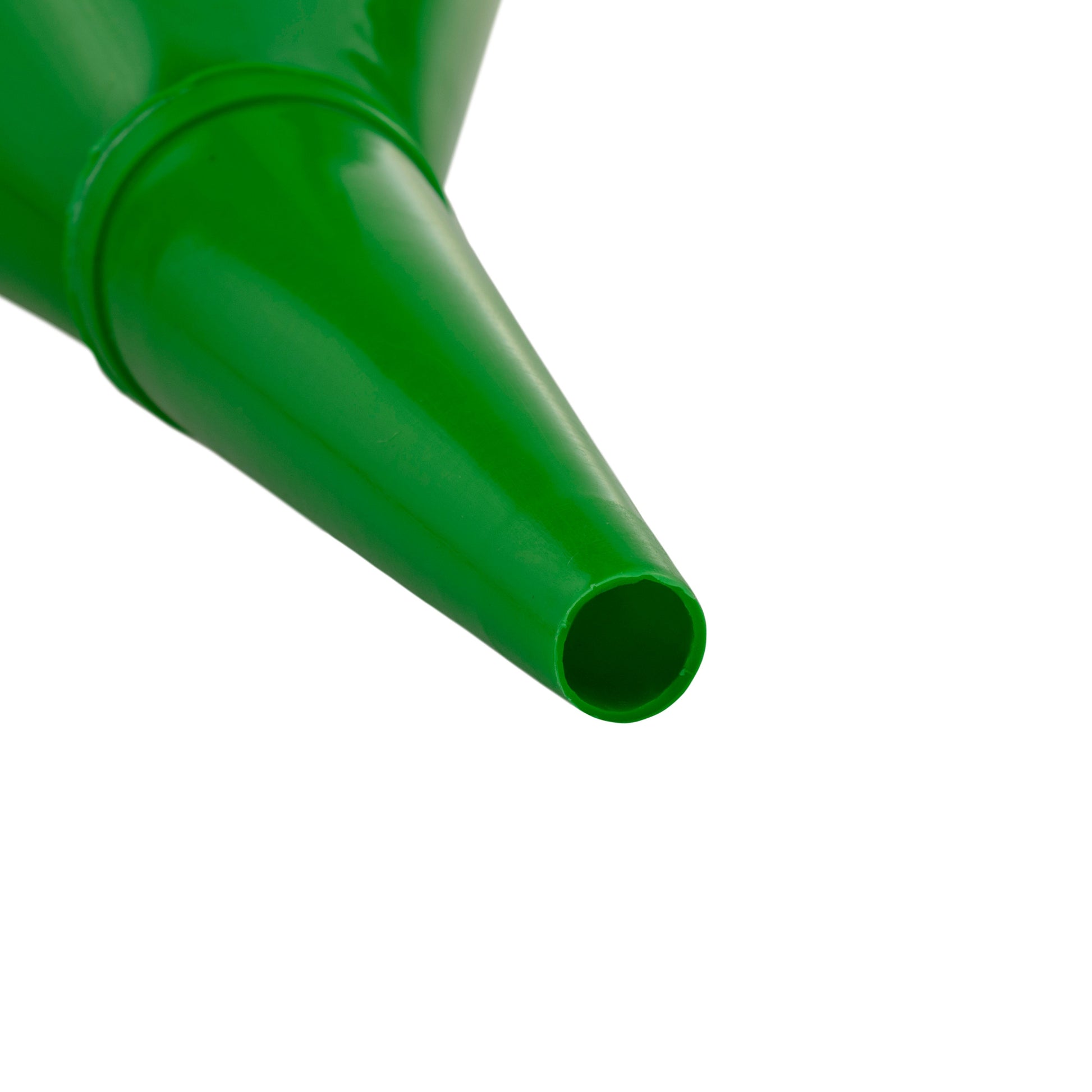 Green angled car fuel funnel with filter, long spout