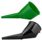Angled fuel funnel with filter, green and black twin-piece set