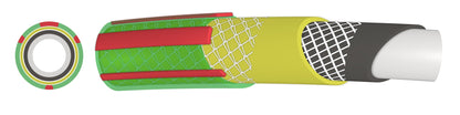 6-layer garden hose nozzle end, green hose with red stripe, 1/2 in pipe