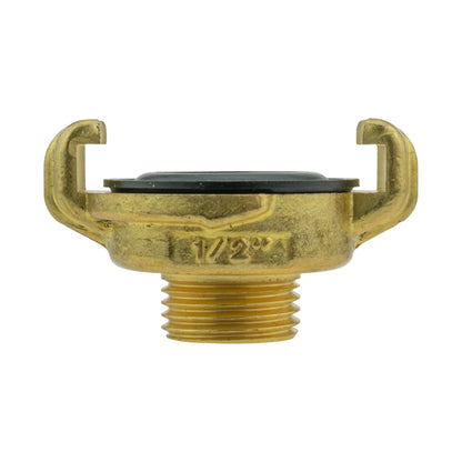 Brass wall flange insert with 1/2" barb and black seal; 20mm MDPE