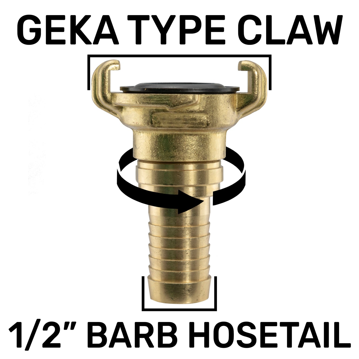 Claw Brass swivel hose tail, 1/2" barbed hose end with sealing ring