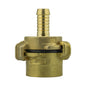 Brass Type claw fitting with 13mm barb and 1" BSP female thread, side view
