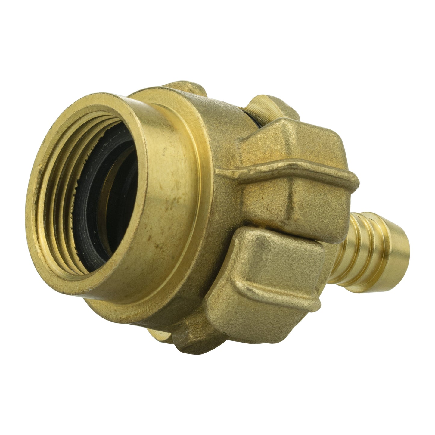 Brass fitting with female BSP thread and 13mm barb hose connection