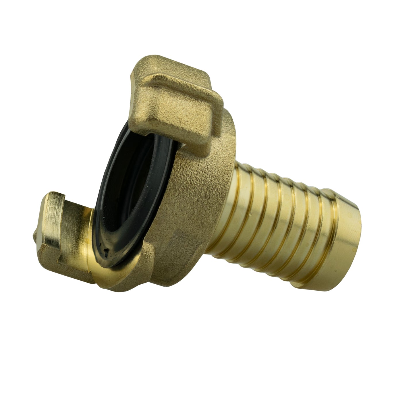 Brass Type claw set from the side, 1" BSP female thread and 19mm barb