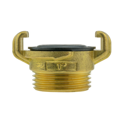 Brass Geka Type F clamp fitting with barbed hose tail and central marking