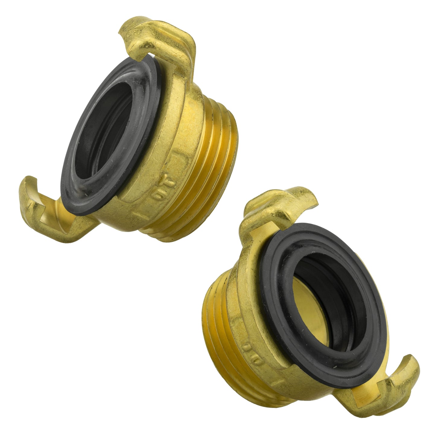 Geka Type Fitting in Messing mit schwarzem Einsatz und seitlichen Halteklammern