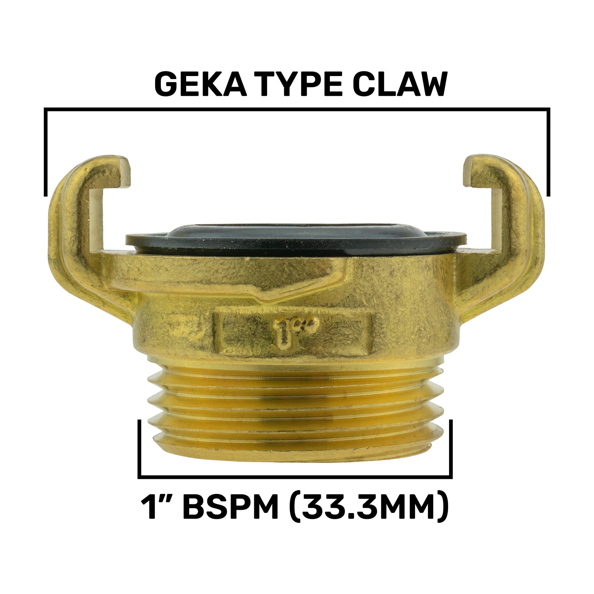 GEKA TYPE CLAW: Messingfitting mit 1" BSPM (33.3MM) und schwarzem Dichteinsatz