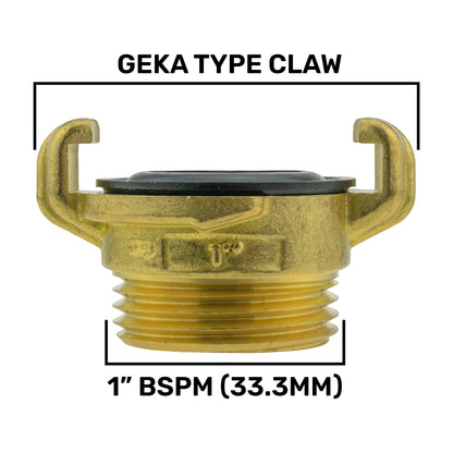 GEKA TYPE CLAW: Messingfitting mit 1" BSPM (33.3MM) und schwarzem Dichteinsatz