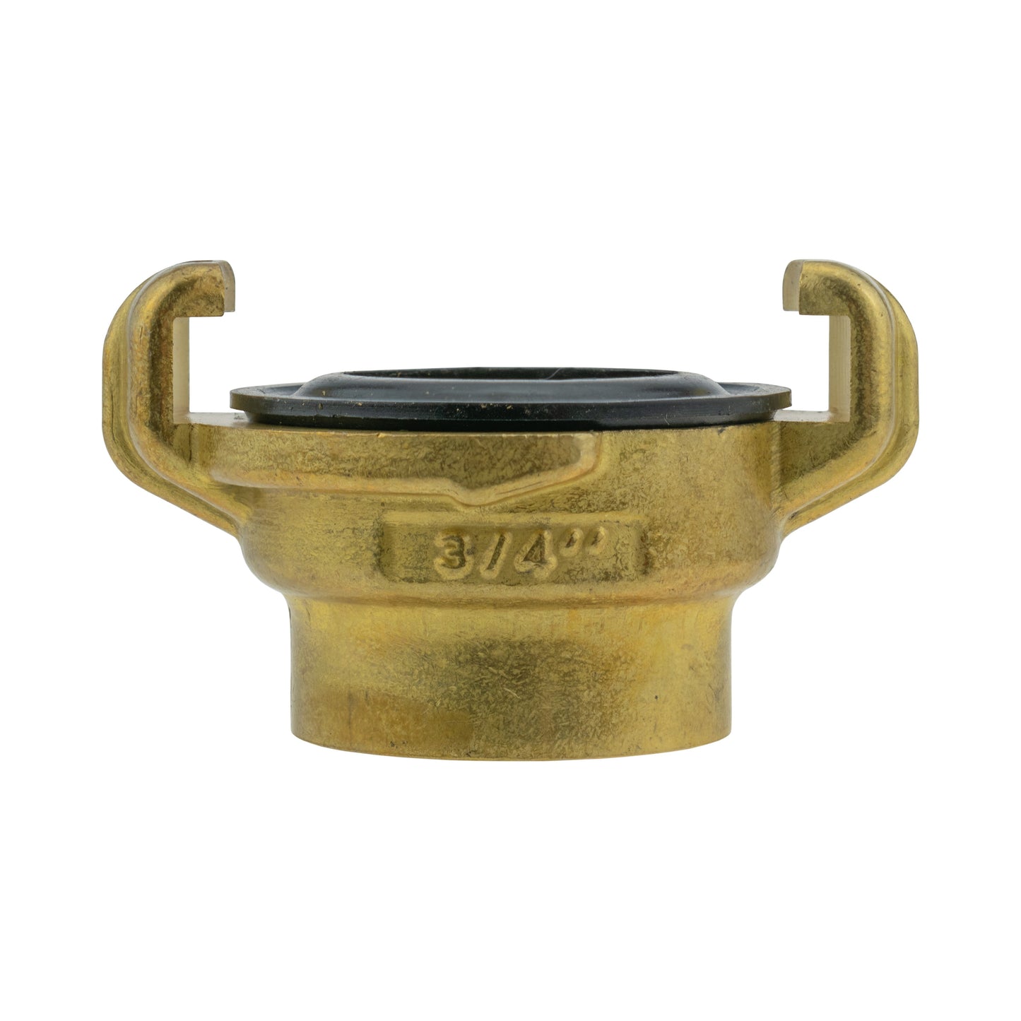 Brass barbed tap connector with rubber seal insert and U-shaped grip
