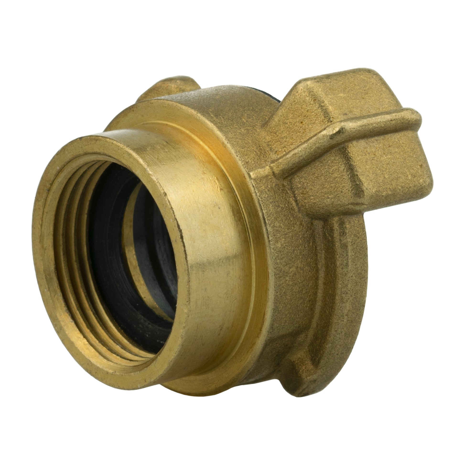 Brass 3/4" BSPM connector with threaded inlet and black O-ring seal