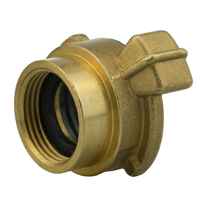 Brass Geka-style barbed coupling with internal rubber seal and inlet threads
