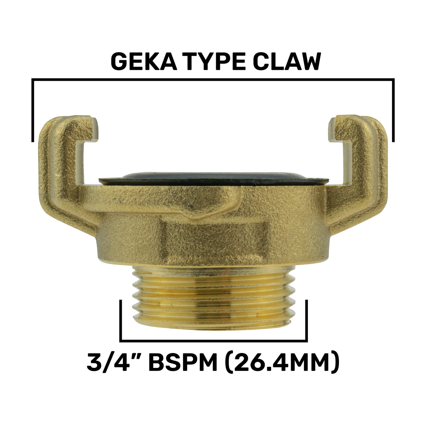 GEKA TYPE CLAW: 3/4" BSPM (26,4 mm), Messinghalterung mit schwarzem Einsatz