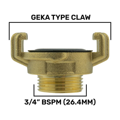 GEKA TYPE CLAW: 3/4" BSPM (26,4 mm), Messinghalterung mit schwarzem Einsatz