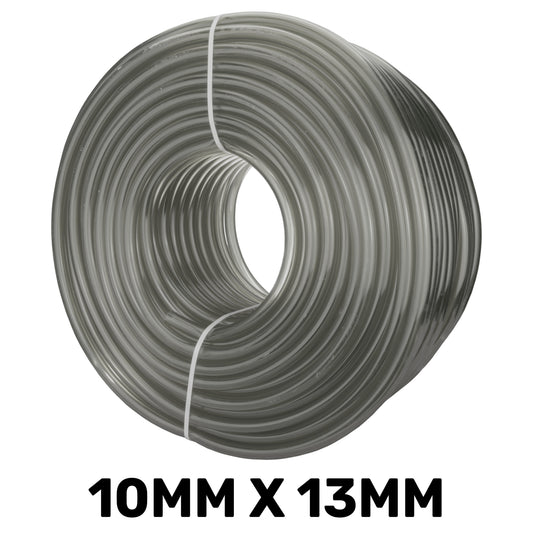 Grey semi-transparent PVC pipe coil, 10mm inner x 13mm outer