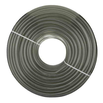 Grey semi-transparent PVC pipe coil, 12mm internal and 15mm external diameter