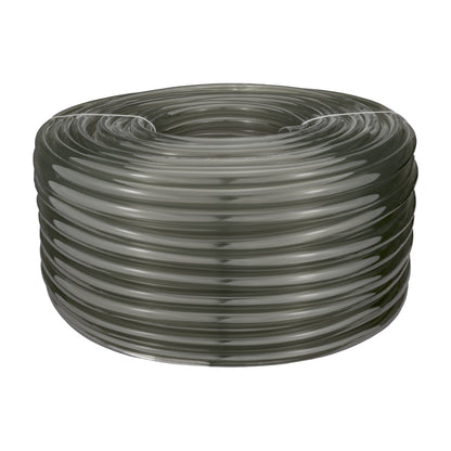 Grey semi-transparent PVC pipe roll with repeating coil loops