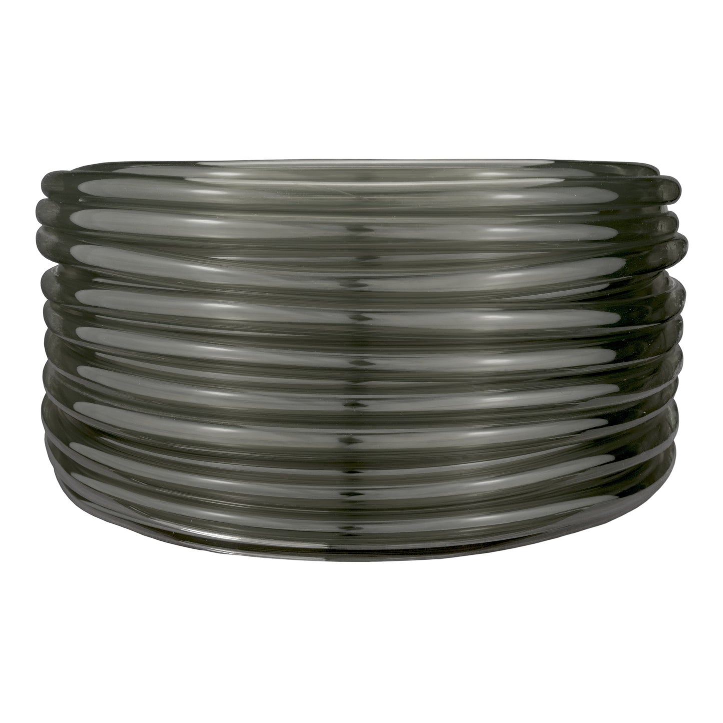 Grey semi-transparent PVC pipe roll, translucent dark grey coiled tubing