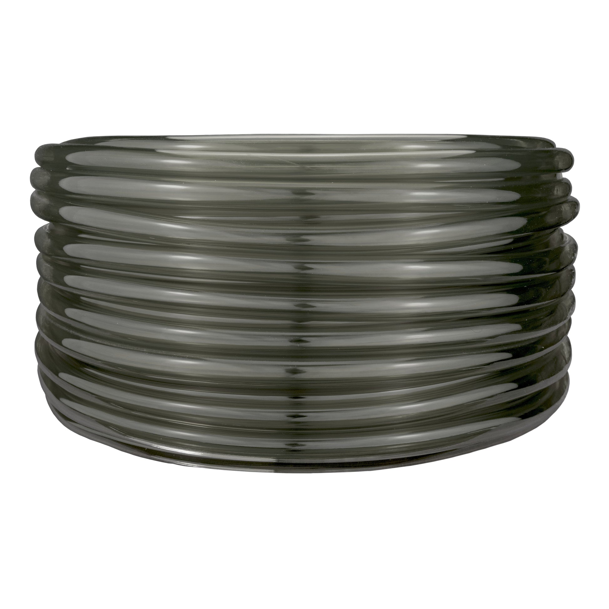 Grey semi-transparent PVC pipe roll, translucent dark grey coiled tubing