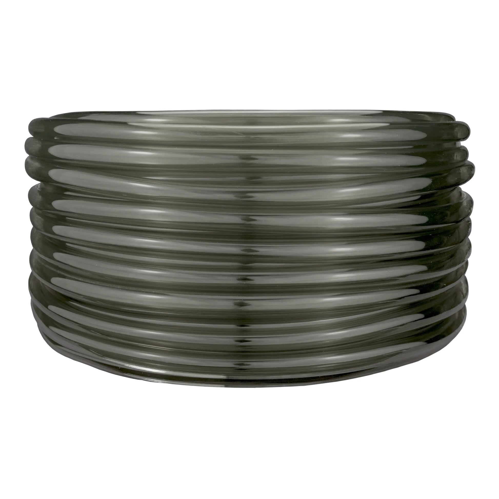 Grey semi-transparent PVC pipe coil, layered loops