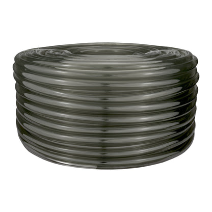 Grey semi-transparent PVC pipe coil, 12mm internal x 15mm external, 1.5mm wall