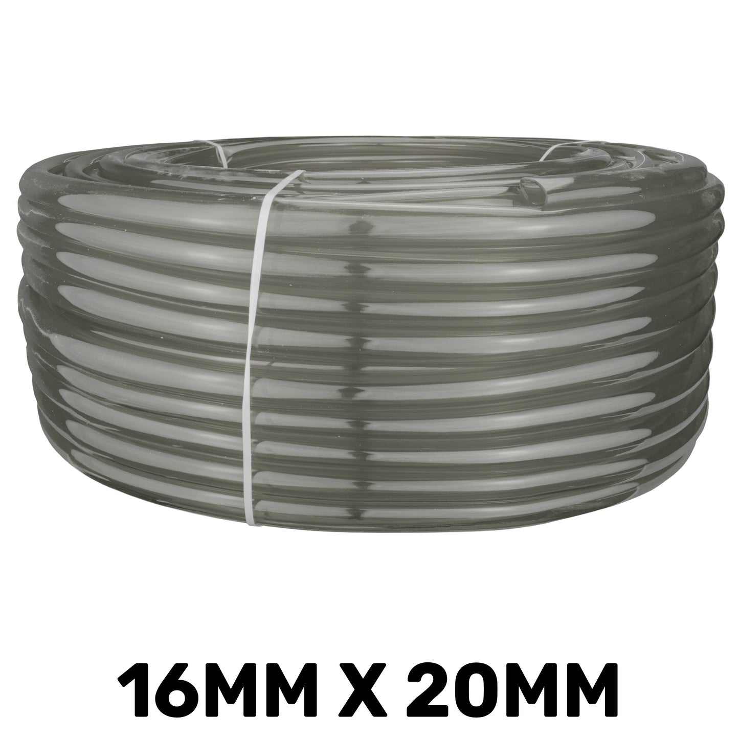 Grey semi-transparent PVC pipe coil 16mm x 20mm