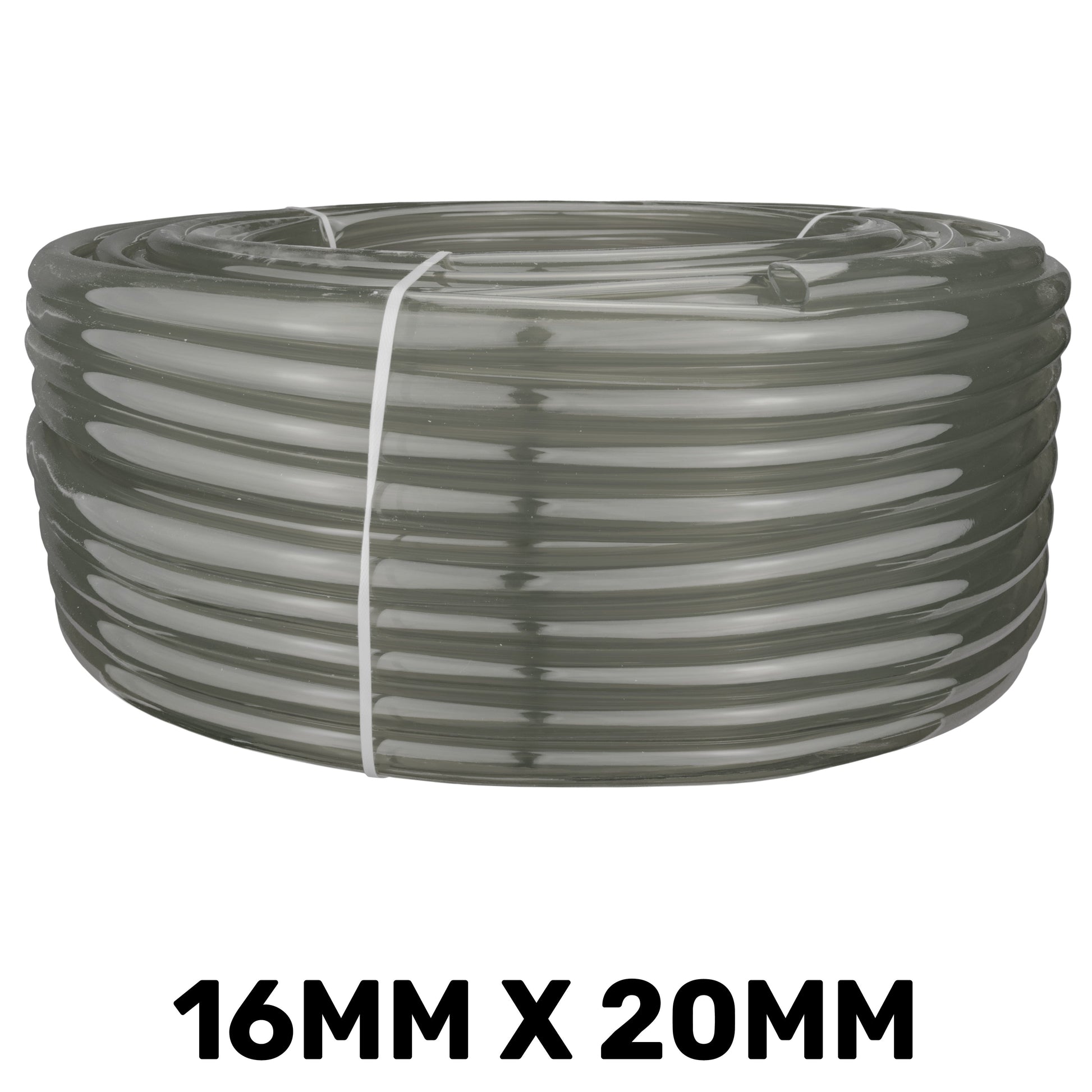 Grey semi-transparent PVC pipe coil 16mm x 20mm