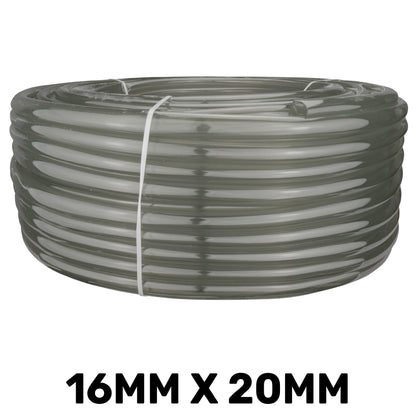 Grey semi-transparent PVC pipe coil 16mm x 20mm