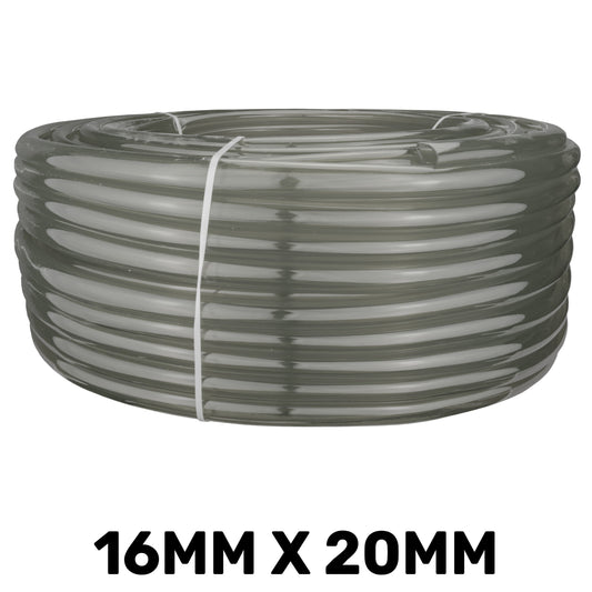 Grey semi-transparent PVC pipe coil 16mm x 20mm