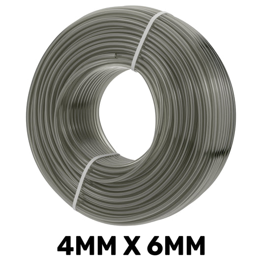 Grey semi-transparent PVC pipe coil, 4mm x 6mm