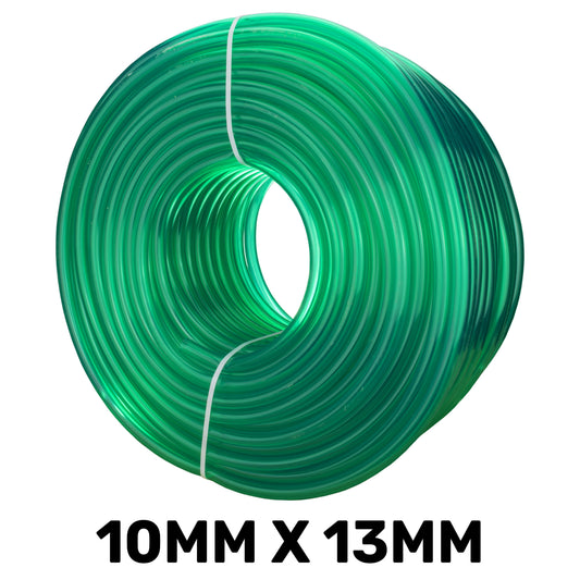 Green semi-transparent PVC pipe coil, ID 10mm, OD 13mm, wall 1.5mm