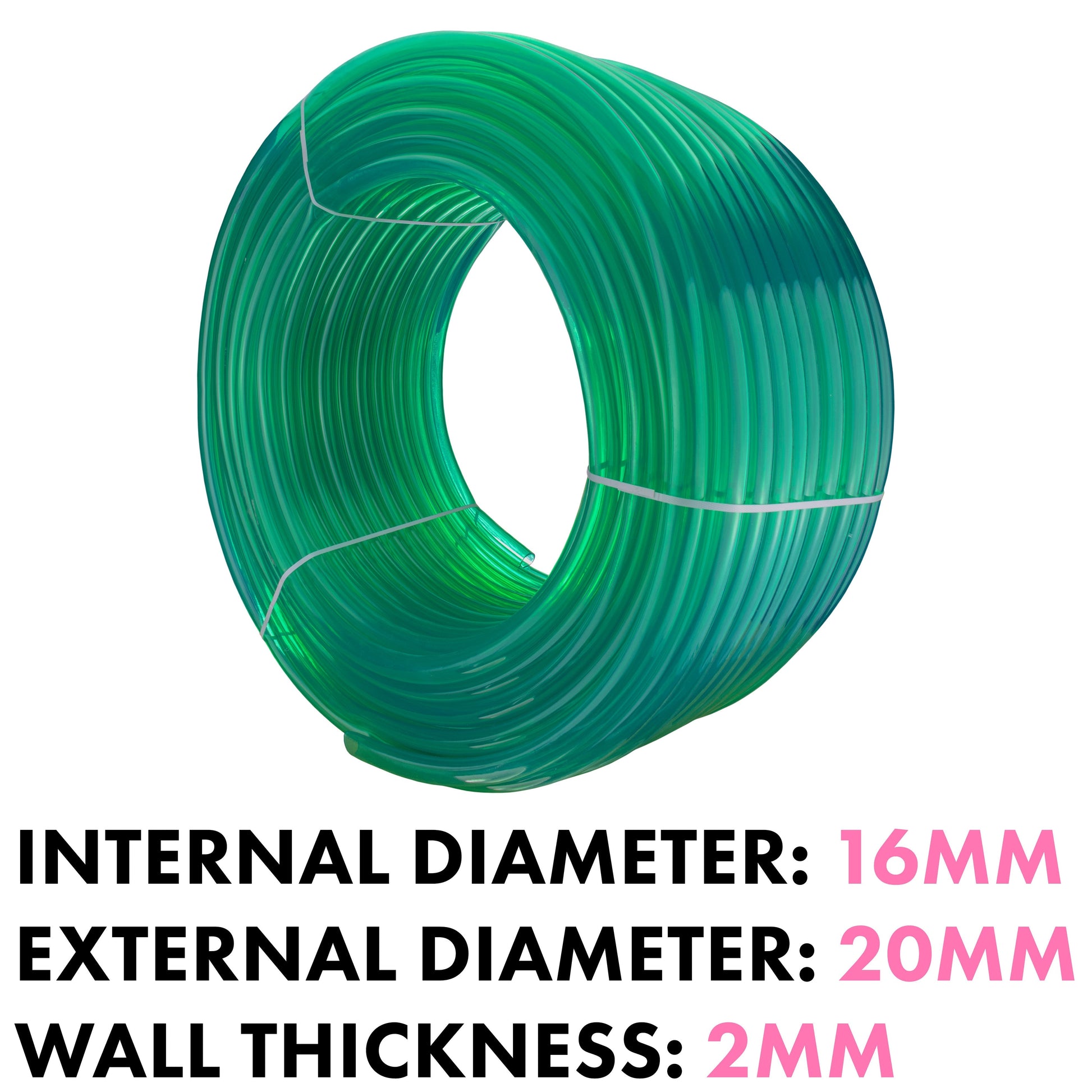 Grünes PVC-Rohr (Manschettenrolle): Innendurchmesser 16mm, Außendurchmesser 20mm