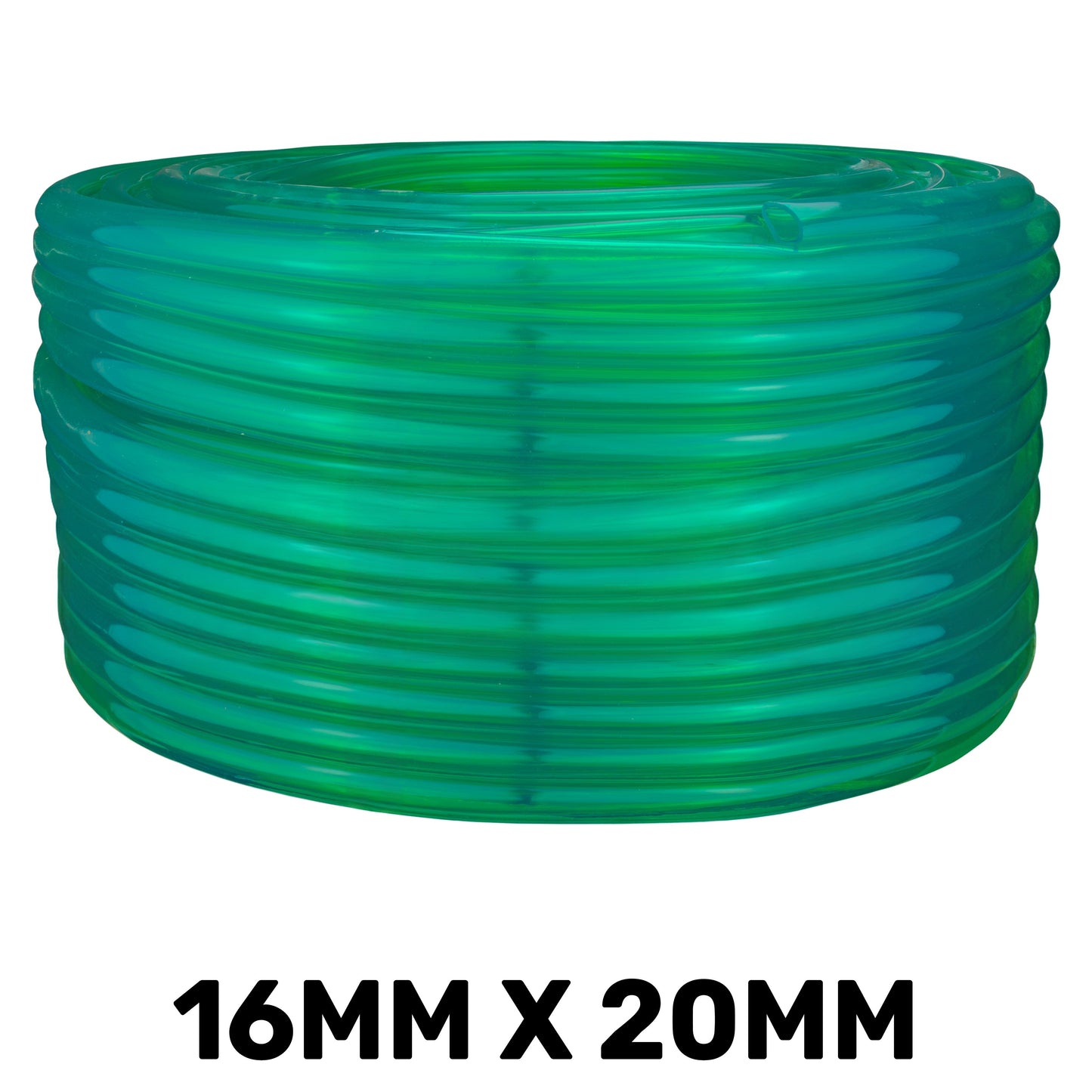Grüne semi-transparente PVC-Rohrleitung, 16mm x 20mm, aufgewickelt