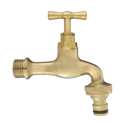 Polished brass 2 inch quick-connect tap with S60X6 threaded outlet and black connector