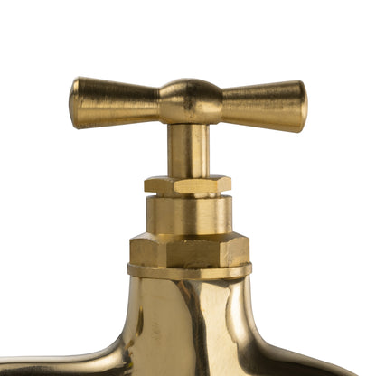 Polished brass quick-connect tap head with dual barbed-style outlet and inlet connection