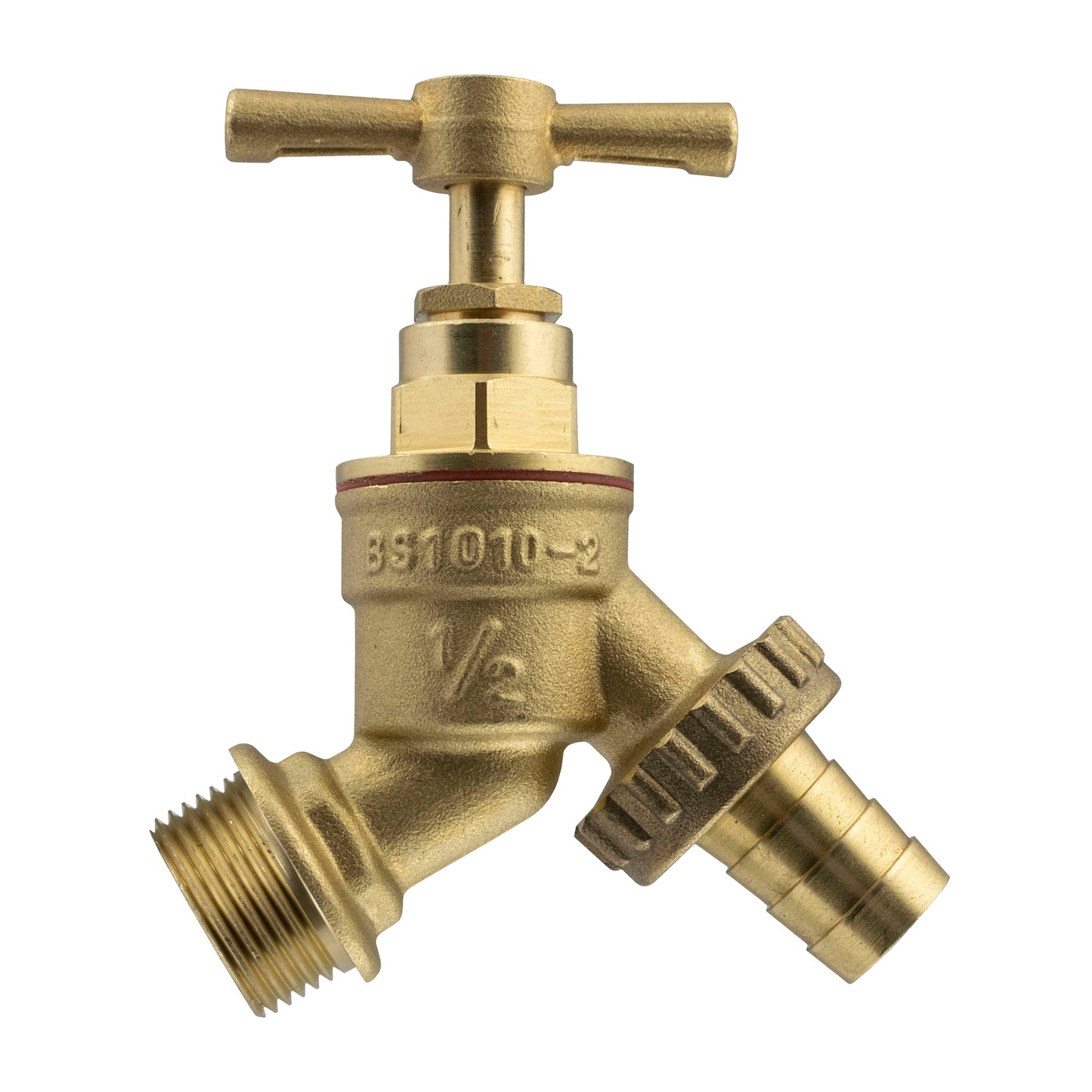 Brass tap valve body with 20mm MDPE connector outlets