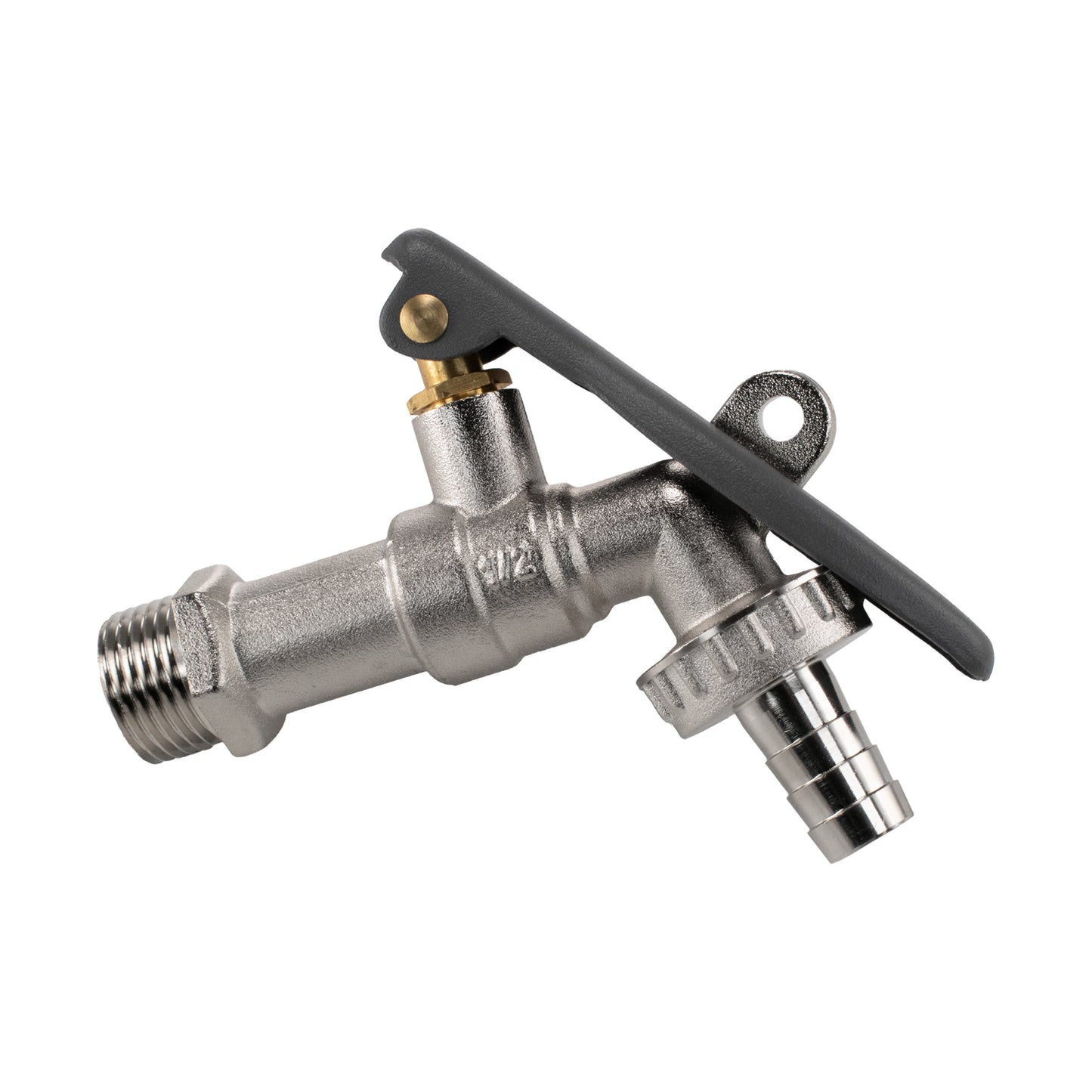 15mm wall flange kit with grey lever tap handle and hose-barb outlet