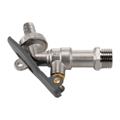 15mm wall flange lever tap with hose-barb outlet and wall mounting bracket
