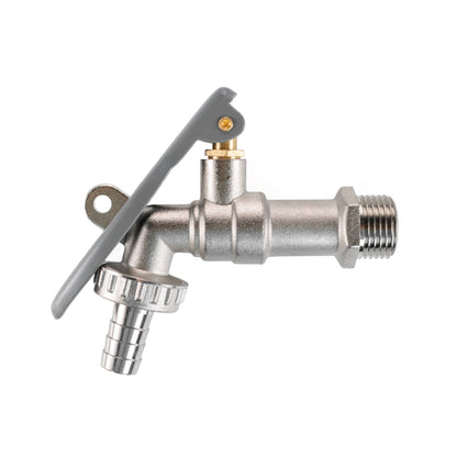 Metal lever tap with side lever, hose barb outlet and threaded connection