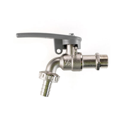 Lever tap section with hose barb and 1/2" thread for wall flange kit