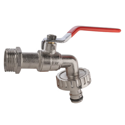 Quick-connect lever tap with red handle and threaded inlet, 32mm wall flange kit