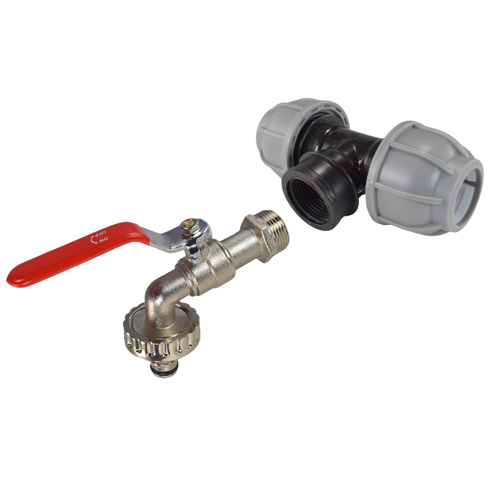 MDPE-Tee, 25 mm Schnellkupplung mit Hebel und 3/4" BSPF-Anschluss