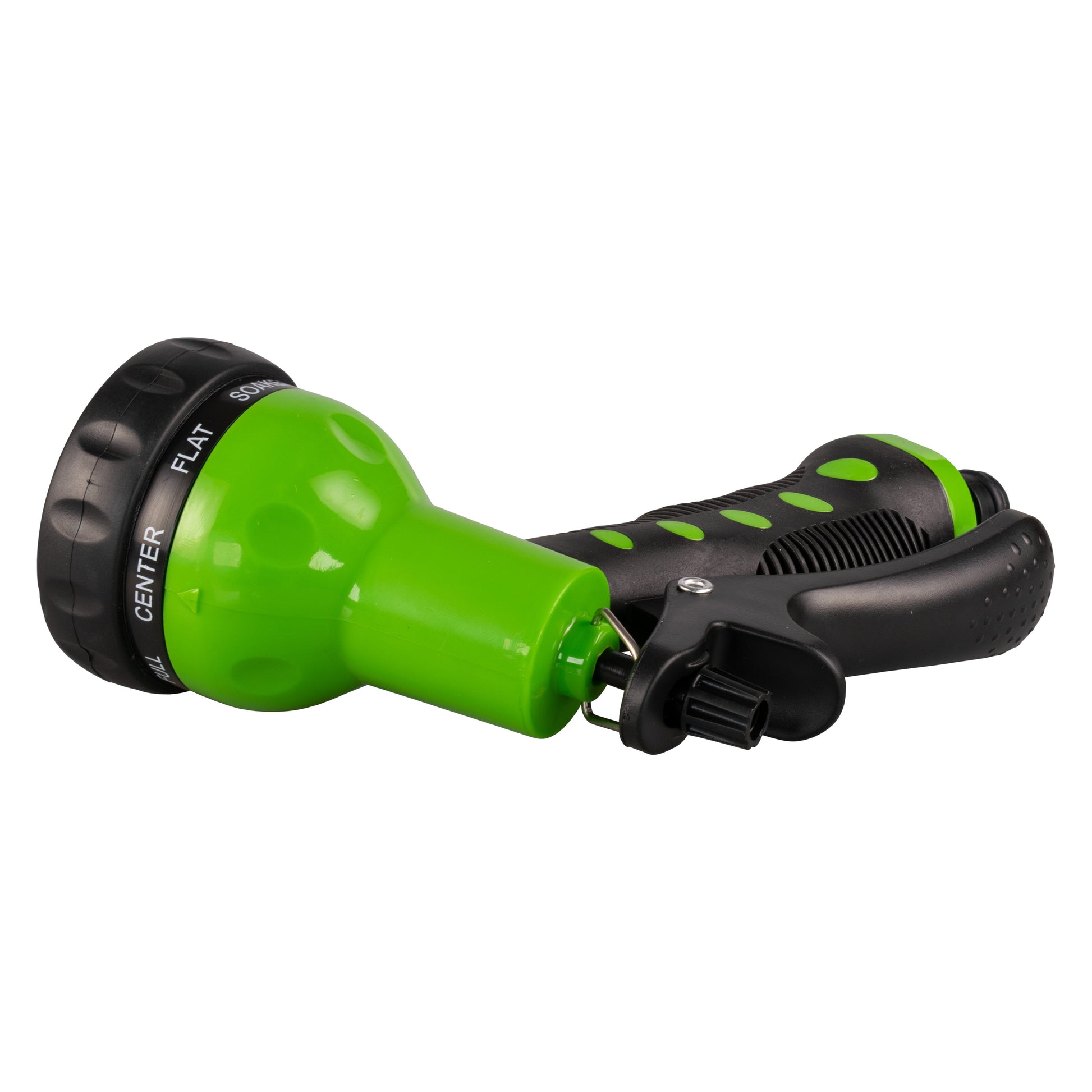 Green water sprayer gun with black textured grip and side pattern control dial