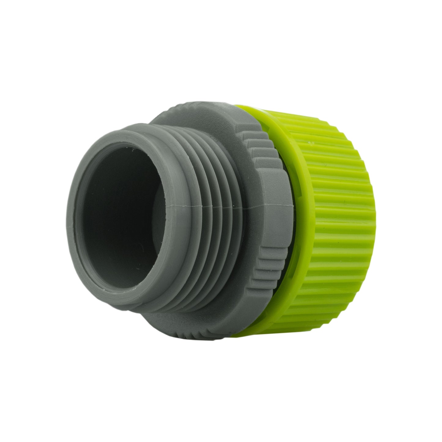 MDPE connector coupling with green ridged cap and internal bore