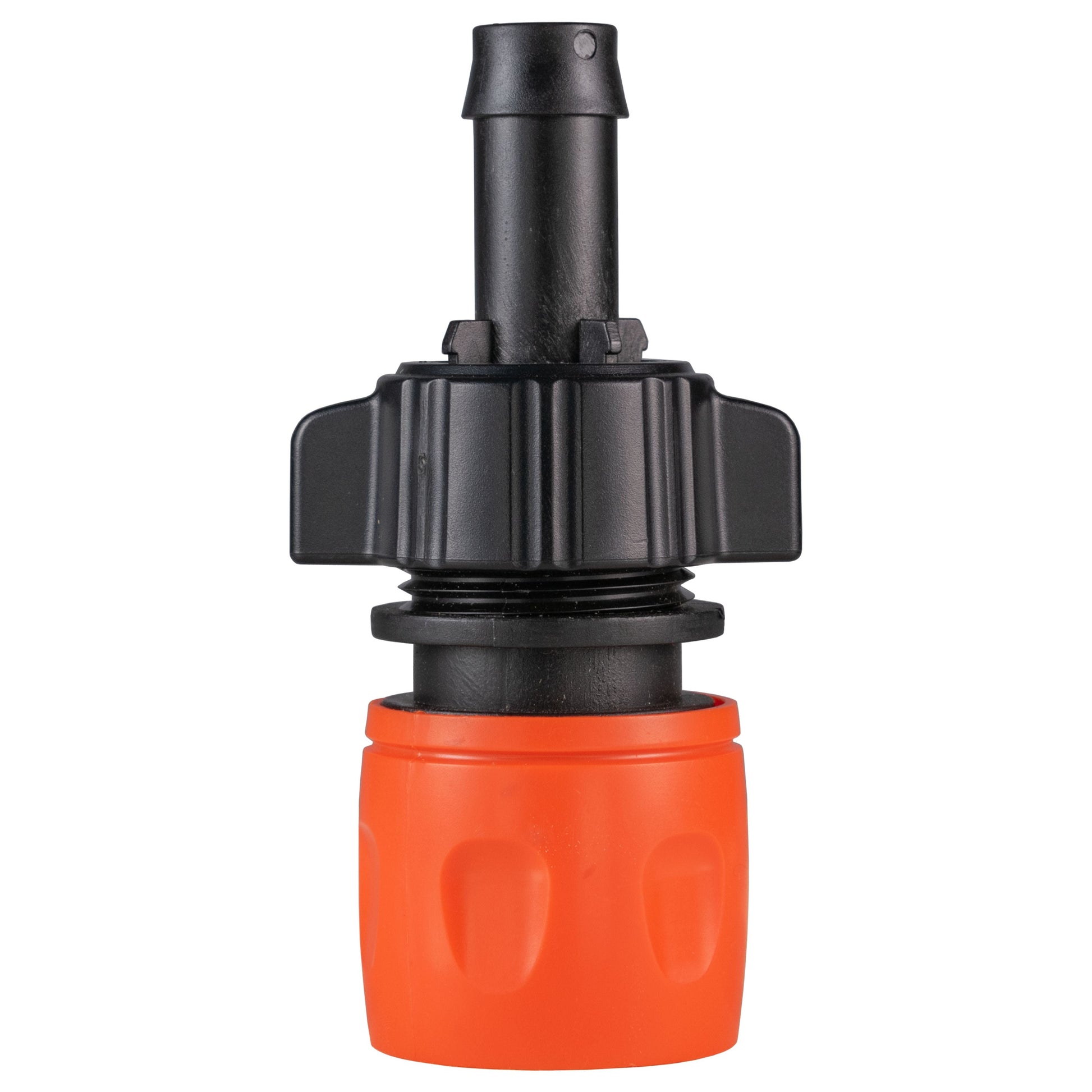 16mm BSPF quick-connect valve outlet, black top and orange lower housing