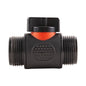 Black inline soft touch valve, 3/4" BSPM, orange insert and ribbed threads